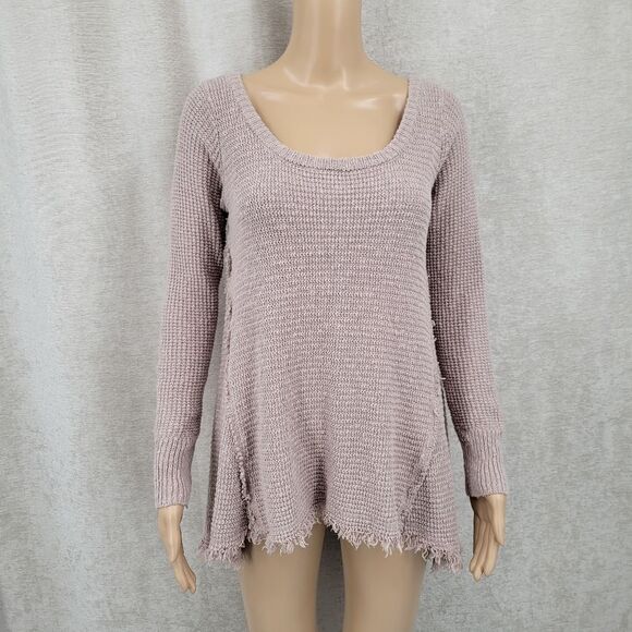 Ruby Moon Cozy Distressed Knit Sweater Taupe Women's Size Medium - Picture 4 of 9
